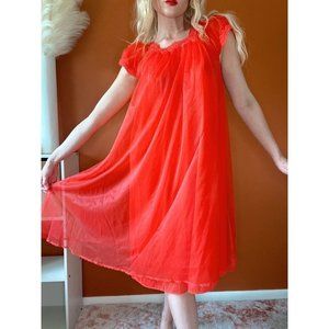 1960s Babydoll Puff Sleeve Artemis Chiffon Nightgown